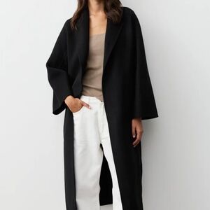 The Curated Classic Coat Black Size Small NWT Cashmere Merino Wool
